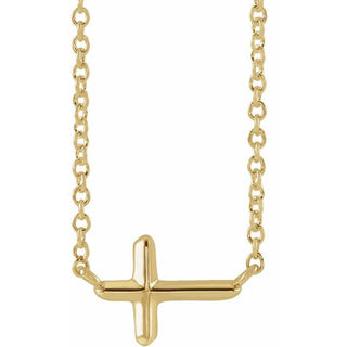 14K Yellow Sideways Cross 15" Necklace