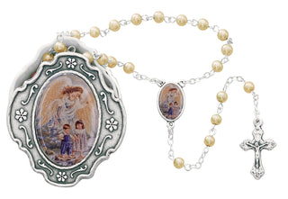 Guard Angel Pearl Rosary With Box