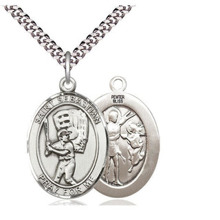 Pewter Saint Sebastian Baseball Medal Catholic Jewelry
