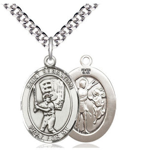 Pewter Saint Sebastian Baseball Medal Catholic Jewelry