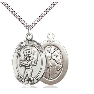 Sterling Silver Saint Sebastian Baseball Medal Catholic Jewelry