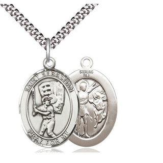 Sterling Silver Saint Sebastian Baseball Medal Catholic Jewelry