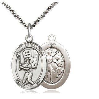 Sterling Silver Saint Sebastian Baseball Medal Catholic Jewelry