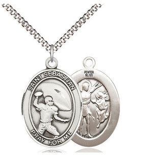 Pewter Saint Sebastian Football Medal Catholic Jewelry
