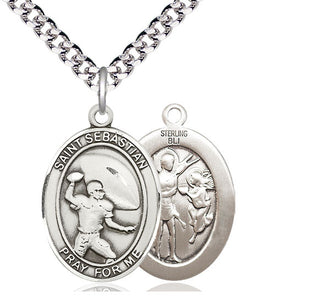 Sterling Silver Saint Sebastian Football Medal Catholic Jewelry