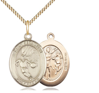 14kt Gold Filled Saint Sebastian Basketball Medal Catholic Jewelry