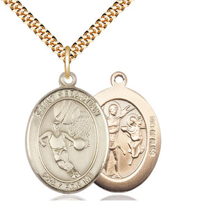 14kt Gold Filled Saint Sebastian Basketball Medal Catholic Jewelry