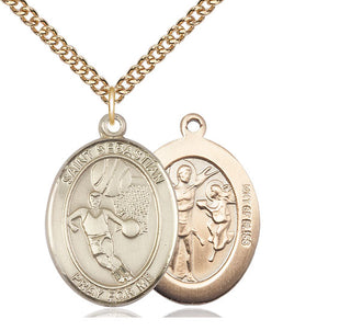 14kt Gold Filled Saint Sebastian Basketball Medal Catholic Jewelry