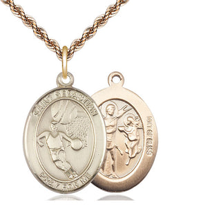 14kt Gold Filled Saint Sebastian Basketball Medal Catholic Jewelry
