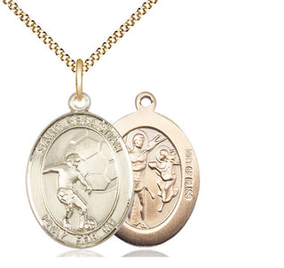 14kt Gold Filled Saint Sebastian Soccer Medal Catholic Jewelry