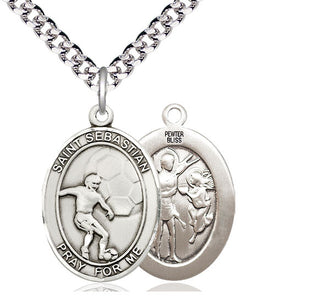 Pewter Saint Sebastian Soccer Medal Catholic Jewelry