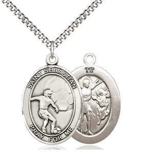 Pewter Saint Sebastian Soccer Medal Catholic Jewelry
