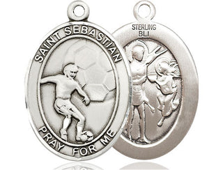 Sterling Silver Saint Sebastian Soccer Medal Catholic Jewelry