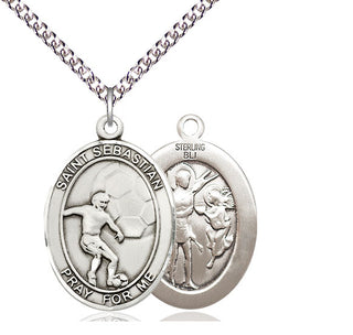 Sterling Silver Saint Sebastian Soccer Medal Catholic Jewelry