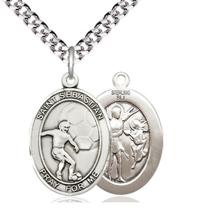 Sterling Silver Saint Sebastian Soccer Medal Catholic Jewelry
