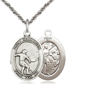 Sterling Silver Saint Sebastian Soccer Medal Catholic Jewelry
