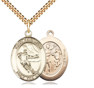 14kt Gold Filled Saint Sebastian Hockey Medal Catholic Jewelry