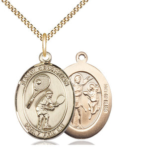 14kt Gold Filled Saint Sebastian Tennis Medal Catholic Jewelry