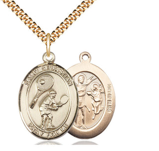 14kt Gold Filled Saint Sebastian Tennis Medal Catholic Jewelry