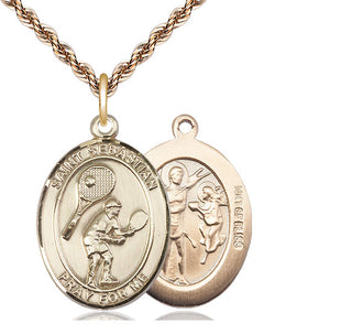14kt Gold Filled Saint Sebastian Tennis Medal Catholic Jewelry