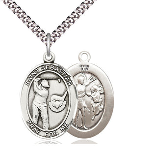 Pewter Saint Sebastian Golf Medal Catholic Jewelry