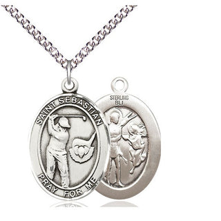 Sterling Silver Saint Sebastian Golf Medal Catholic Jewelry