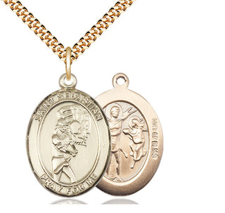 14kt Gold Filled Saint Sebastian Softball Medal Catholic Jewelry