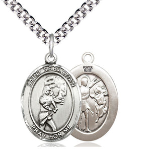 Pewter Saint Sebastian Softball Medal Catholic Jewelry