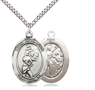 Sterling Silver Saint Sebastian Softball Medal Catholic Jewelry
