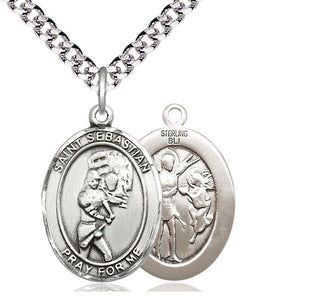 Sterling Silver Saint Sebastian Softball Medal Catholic Jewelry