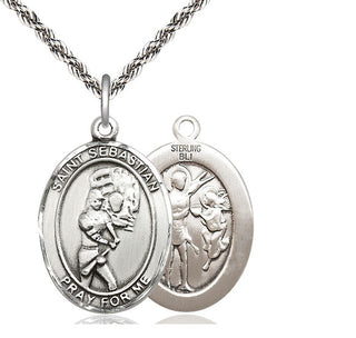 Sterling Silver Saint Sebastian Softball Medal Catholic Jewelry