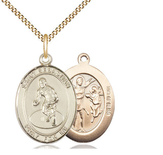 14kt Gold Filled Saint Sebastian Wrestling Medal Catholic Jewelry