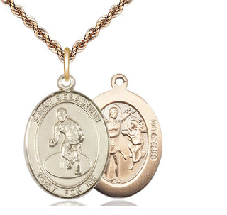 14kt Gold Filled Saint Sebastian Wrestling Medal Catholic Jewelry