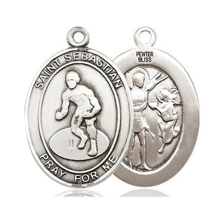 Pewter Saint Sebastian Wrestling Medal
