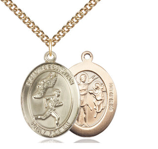 14kt Gold Filled Saint Sebastian Track and Field Medal Catholic Jewelry