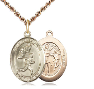 14kt Gold Filled Saint Sebastian Track and Field Medal Catholic Jewelry