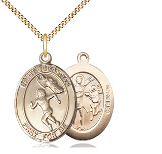 14kt Gold Filled Saint Sebastian Track and Field Medal Catholic Jewelry