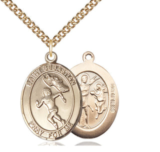 14kt Gold Filled Saint Sebastian Track and Field Medal Catholic Jewelry