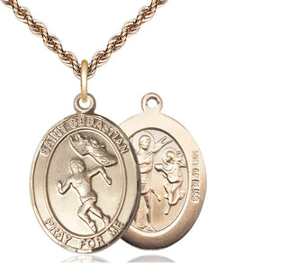 14kt Gold Filled Saint Sebastian Track and Field Medal Catholic Jewelry