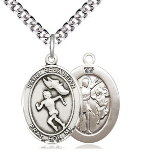 Pewter Saint Sebastian Track and Field Medal Catholic Jewelry