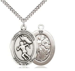 Pewter Saint Sebastian Track and Field Medal Catholic Jewelry