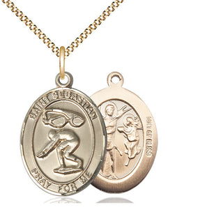 14kt Gold Filled Saint Sebastian Swimming Medal Catholic Jewelry