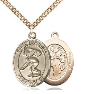 14kt Gold Filled Saint Sebastian Swimming Medal Catholic Jewelry