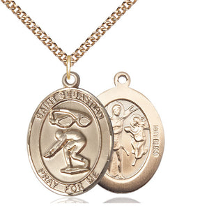 14kt Gold Saint Sebastian Swimming Medal
