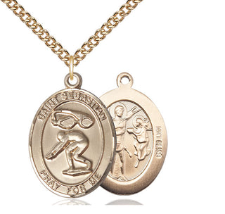 14kt Gold Saint Sebastian Swimming Medal