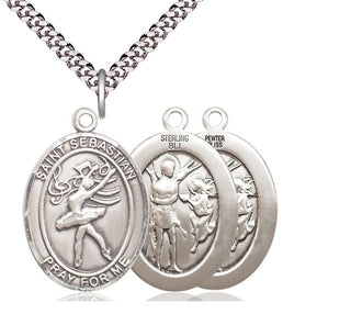 Pewter Saint Sebastian Dance Medal Catholic Jewelry