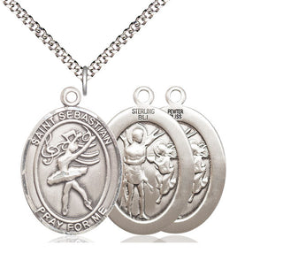 Pewter Saint Sebastian Dance Medal Catholic Jewelry