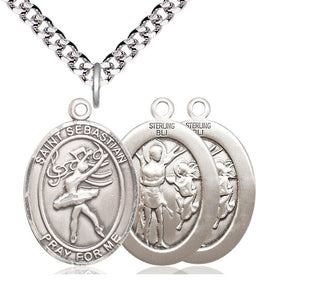 Sterling Silver Saint Sebastian Dance Medal Catholic Jewelry