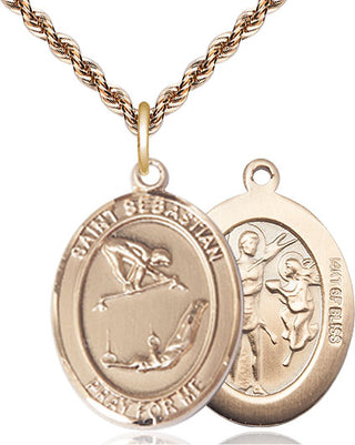 14kt Gold Filled Saint Sebastian Gymnastics Medal Catholic Jewelry