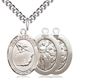 Pewter Saint Sebastian Gymnastics Medal Catholic Jewelry